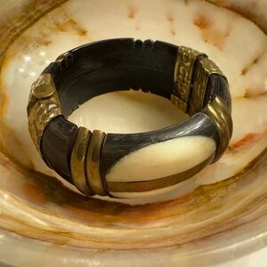 Vintage ivory, wood and brass bracelet